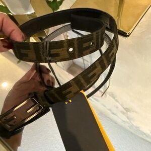 NWT Fendi Zucca Canvas Logo Belt Size 60 / 24” Waist – Brown Tobacco FF